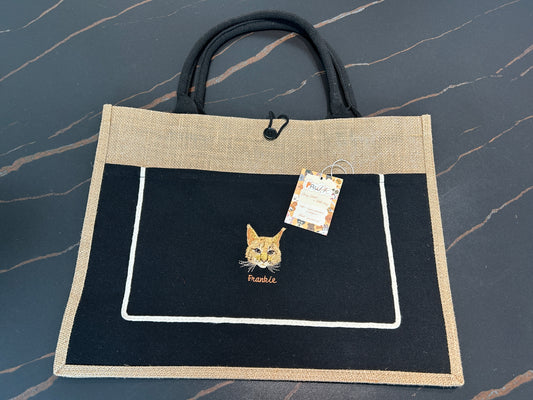 Pawric Jute Canvas Tote Bag – Custom Pet Embroidery Collection