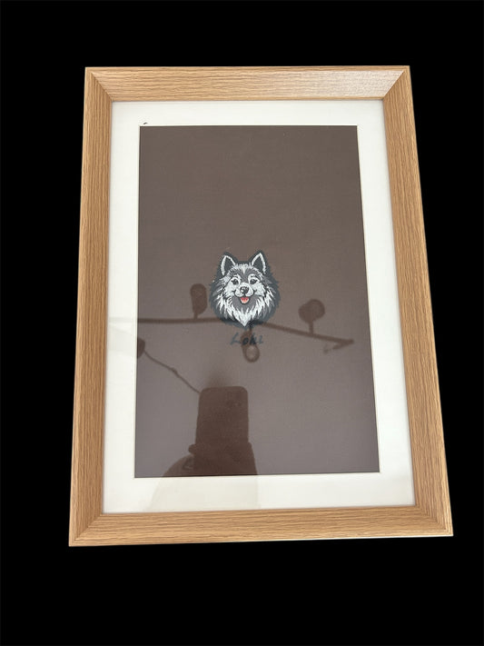 Custom embroidered Framed Portrait & Personalised Memorial Gift