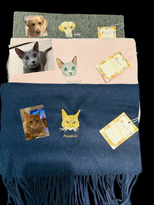 Pawric Wool Scarf – Custom Pet Embroidery Collection