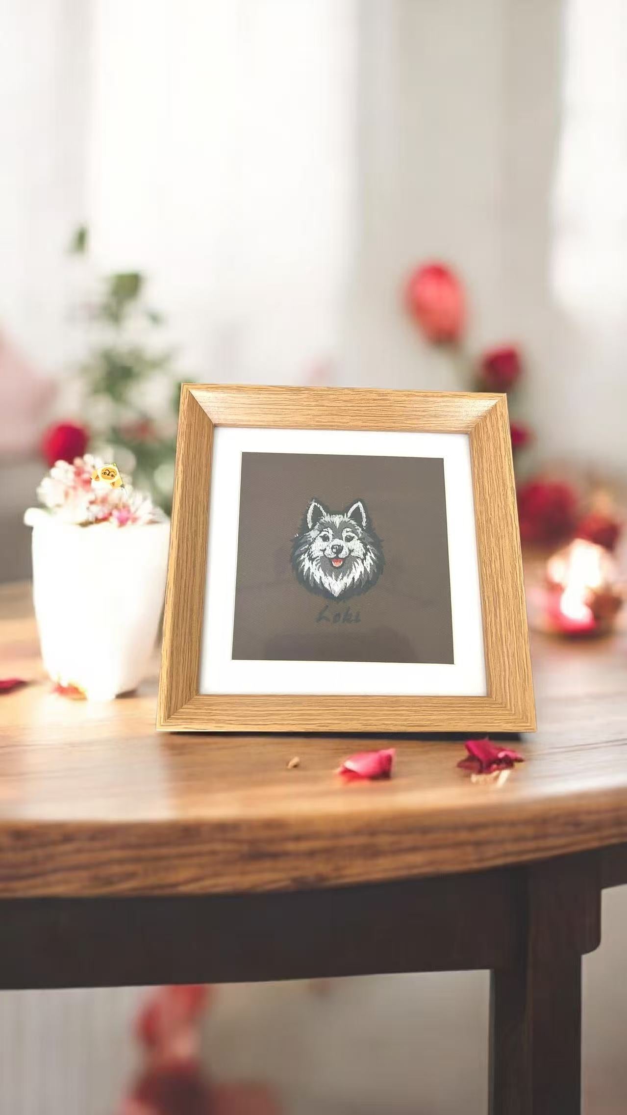 Custom embroidered Framed Portrait & Personalised Memorial Gift