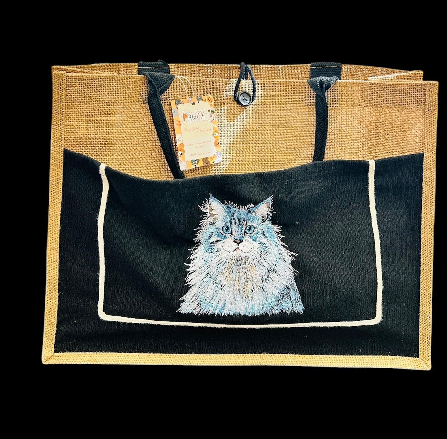 Pawric Jute Canvas Tote Bag – Custom Pet Embroidery Collection