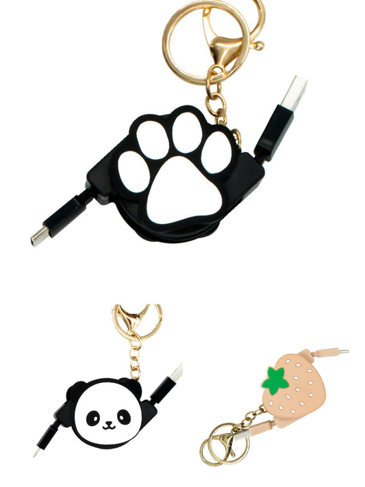 FEATURESTECH®Retractable Keychain Charging Cable/ Charging Cable
