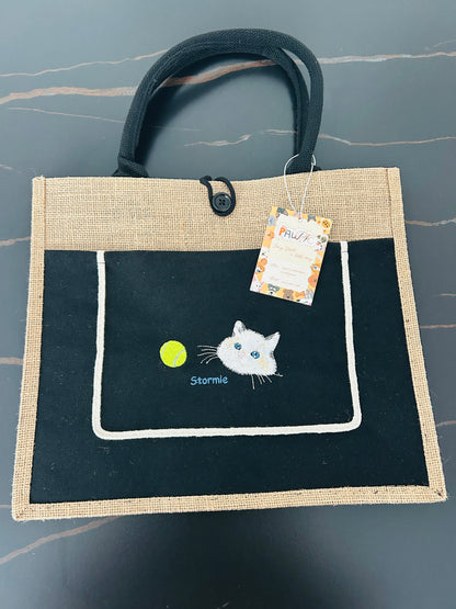 Pawric Jute Canvas Tote Bag – Custom Pet Embroidery Collection