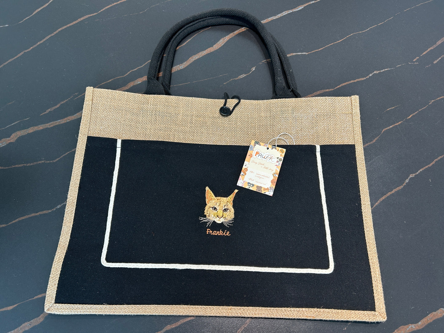 Pawric Jute Canvas Tote Bag – Custom Pet Embroidery Collection