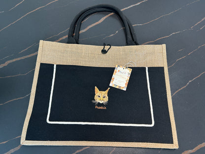 Pawric Jute Canvas Tote Bag – Custom Pet Embroidery Collection