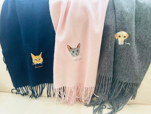 Pawric Wool Scarf – Custom Pet Embroidery Collection