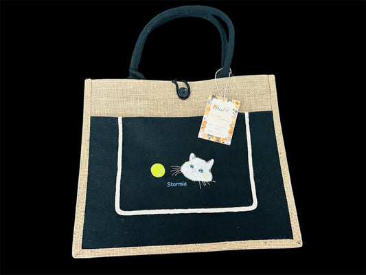 Pawric Jute Canvas Tote Bag – Custom Pet Embroidery Collection