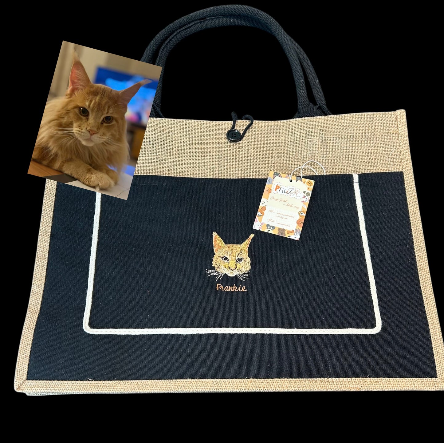 Pawric Jute Canvas Tote Bag – Custom Pet Embroidery Collection