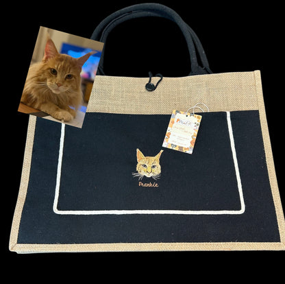 Pawric Jute Canvas Tote Bag – Custom Pet Embroidery Collection
