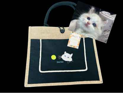 Pawric Jute Canvas Tote Bag – Custom Pet Embroidery Collection