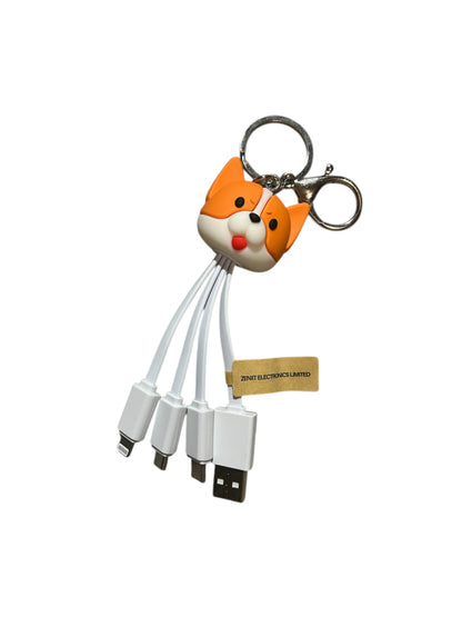 FEATURESTECH® Animal 3 in 1 Keychain Charging Cable