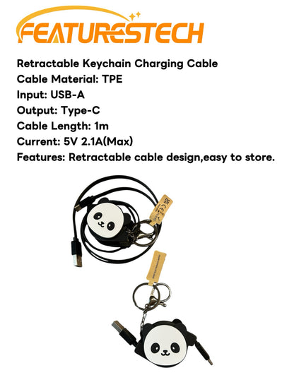 FEATURESTECH®Retractable Keychain Charging Cable/ Charging Cable