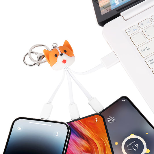 FEATURESTECH® Animal 3 in 1 Keychain Charging Cable
