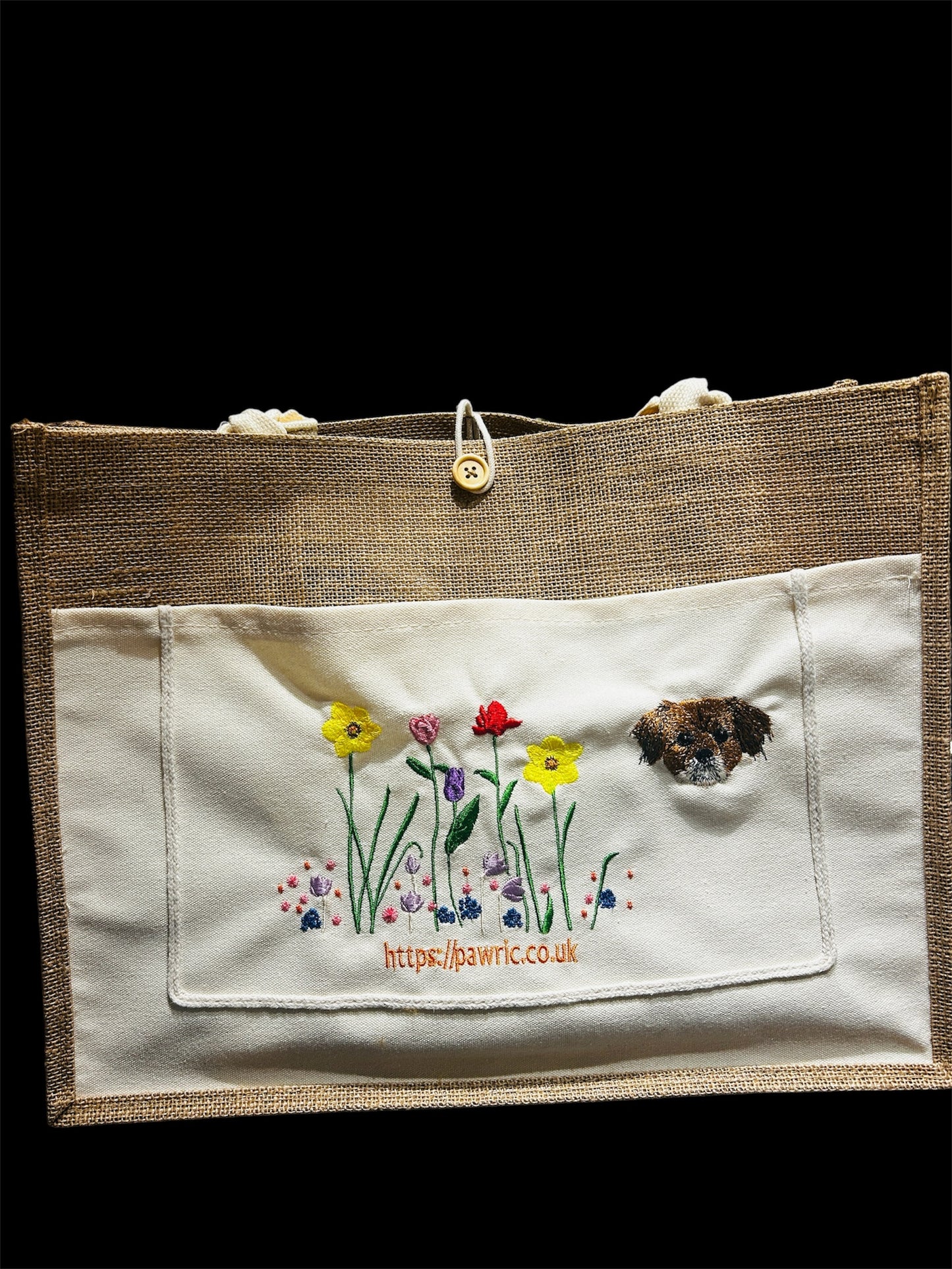 Pawric Jute Canvas Tote Bag – Custom Pet Embroidery Collection
