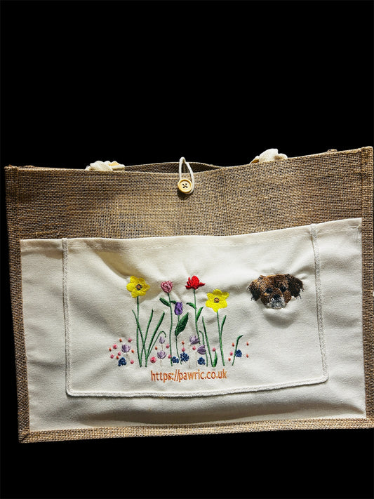 Pawric Jute Canvas Tote Bag – Custom Pet Embroidery Collection